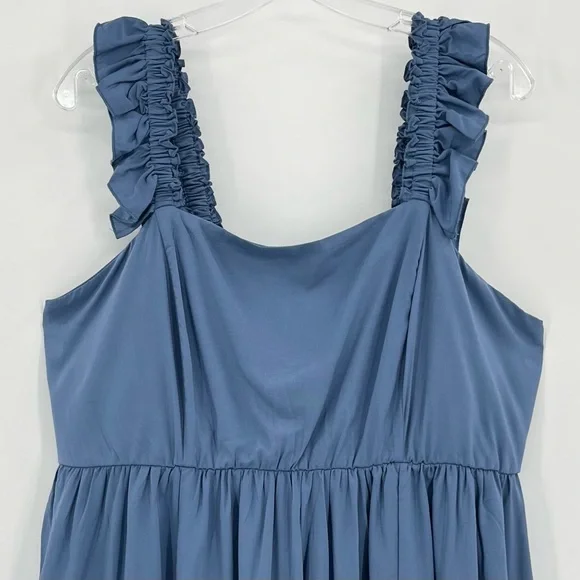 NWT Torrid Blue Maxi Challis Ruffle Strap Tiered Dress w/Pockets Size 1X - Picture 6 of 12